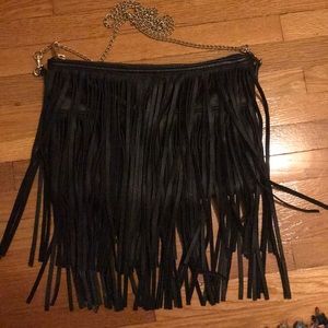Black fringe satchel